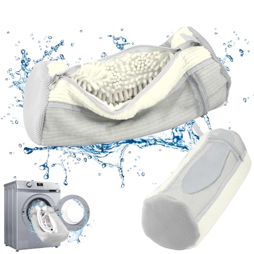 Shoe Washing Machine Bag 2 Pcs Reusable Shoe Cleaning Bag for Sneaker Tennis Shoes Cleaner Kit Laundry Shoe Bag for Washer and Dryer (White, Small) - color: White, size: Small