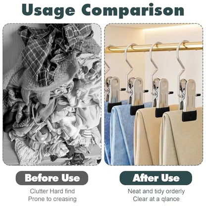 YUXIANLB 100 Pack Boot Hanger Clips Hooks, Heavy Duty Laundry Hooks with Clip, Portable Stainless Steel Clothes Pins Boot Clips for Hanging, Socks Towels Hats Pants Holder for Travel, Closet - size: 100 Count (Pack of 1)