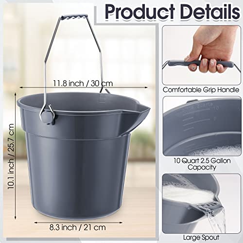 Didaey 6 Pcs 2.5 Gallon Bucket for Cleaning with Handle Spout, Grey