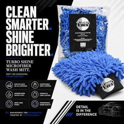 Microfiber Car Wash Mitt, Chenille Noodle Glove for Cars, Trucks, RVs, and Boats, Scratch-Free, Machine Washable, Reusable (1, Blue) - color: Blue