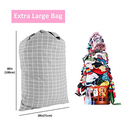 SWISSELITE Heavy Duty Laundry Bag, Large Travel Dirty Clothes Bag - color: Check Gray
