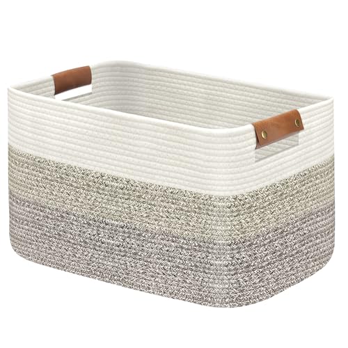 Large Collapsible Laundry Basket, Clothes Hamper for Blanket, Toy, Towels, Woven Baskets for Storage, Nursery Home Decor Living room 21.6" x 15" x 11.8", Gradient Brown - color: Gradient Brown