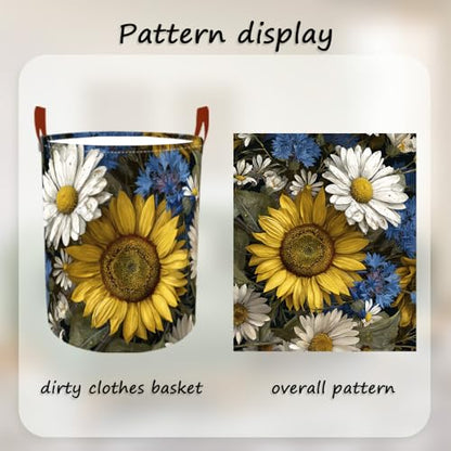 Laundry Basket 15.7x19.7 in Sunflower Daisy Hamper for Bedroom - color: colorful0434