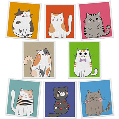 Lucomb Reusable Swedish Kitchen Dish Cloths, 8 Pack Replace Paper Towels Quick Drying Kitchen Sponges Dish Rags for Dishes Washing Home Cleaning Window Glass Wipes - color: 8 Pack-cute Cat