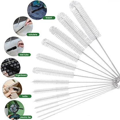 CiaraQ Bottle Cleaning Brushes, 8 Inch Nylon Tube Brush Set - color: White, size: 8.0 Inch (13pcs)