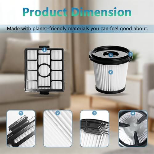BU3521 Filter Kit Compatible with Shark BU3120 BU3521 XFBU3000
