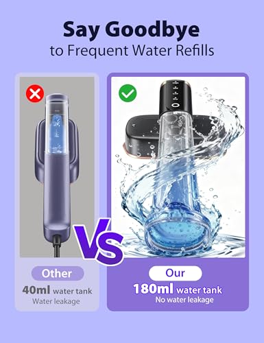 Travel Steamer for Clothes with 180 ml Water Tanks,15s Fast Heat-up,24 g/min Strong Steam Performance, Portable Garment Steamer with Touch Control, LED Display, Steam Iron Black - color: Silk Black