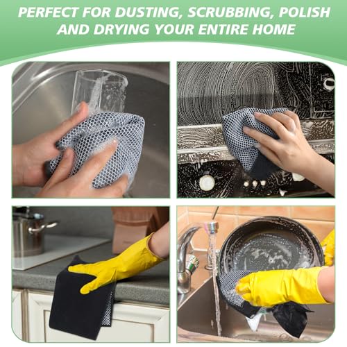 SINLAND Dish Cloth for Washing Dishes Kitchen Washcloth Cleaning Cloth - color: Black, size: 12inchx12inch 10pack