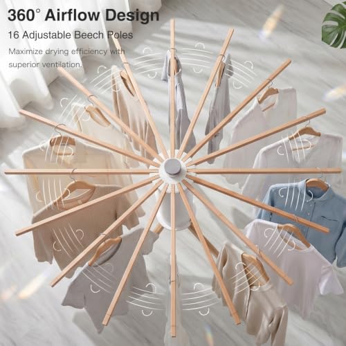 Foldable Clothes Drying Rack, Laundry Drying Rack Collapsible - style: 16 Beech Wood Tripod