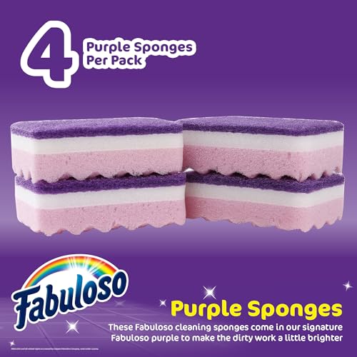 Fabuloso Scratch-Free Kitchen Dish Sponges, Purple, 4 Count - color: Purple, size: 4 Count (Pack of 1)