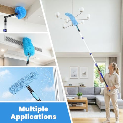 25ft High Reach Extendable Duster Kit with 4.5-18ft Extension Pole - size: 18FT POLE (Reach 25FT High)