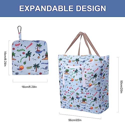 2 Pack Travel Laundry Bag with Handle and Drawstring, Expandable Foldable Dirty Clothes Bags with Hook and Zipper, 23*20 inch, Vacation - color: Vacation