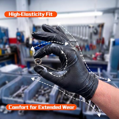 ANBOSON 10 Mil Heavy Duty Mechanic Nitrile Gloves, Medium Black 100 Count - color: Black-100, size: Medium