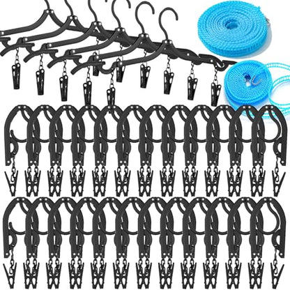 24 PCS Travel Hangers,Portable Folding Clothes Hanger with Clips - size: 24PCS