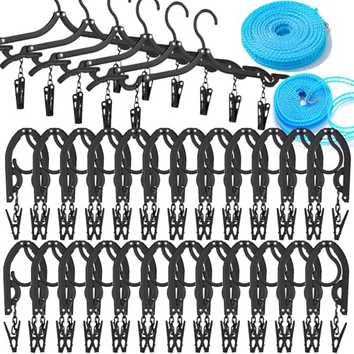 24 PCS Travel Hangers,Portable Folding Clothes Hanger with Clips - size: 24PCS