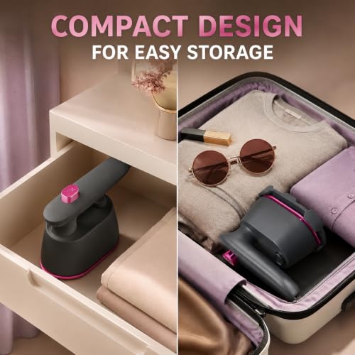 Mini Travel Steamer Iron, 2-in-1 Dry Steam Garment Iron for Clothes - color: Premium Matte Gray