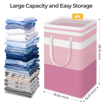HomeHacks 2 Pack Laundry Baskets, Laundry Hampers Bags (Blue+Pink 88L) - color: Blue+Pink, size: 88L
