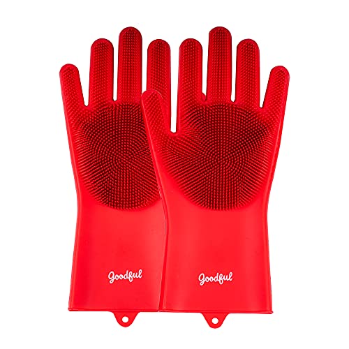 Goodful Silicone Kitchen Rubber Gloves, Oversized, Reusable, Waterproof - color: Red, size: One Size