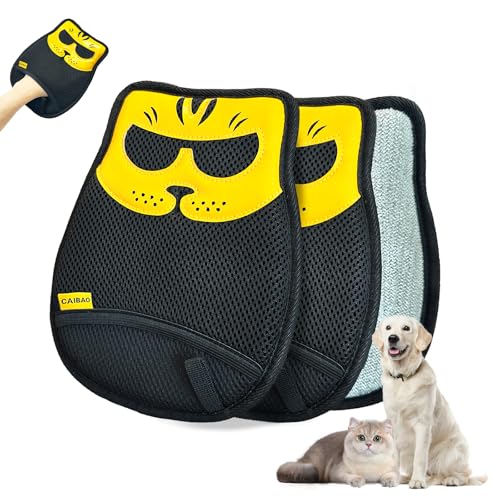Pet Hair Removal Glove - Washable Reusable, 2pcs - color: 2pcs-Yellow Black