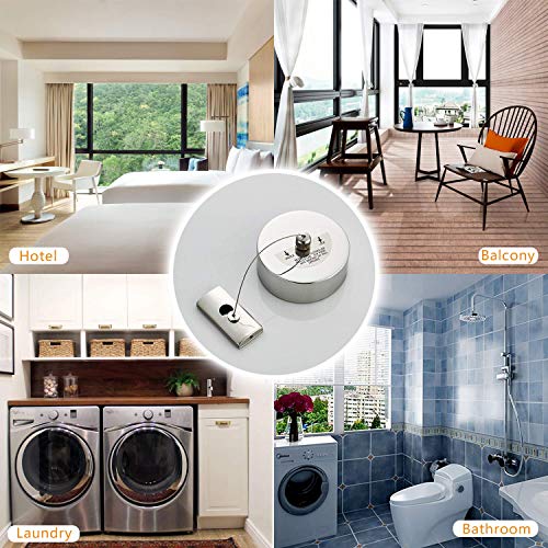 JOOM Retractable Clothesline Indoor,9.2 FT Wall-Mounted Laundry Line,Chrome - color: Chrome a (Drill)