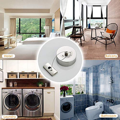 JOOM Retractable Clothesline,9.2 FT Wall-Mounted Laundry Drying Line,Chrome - color: Chromium
