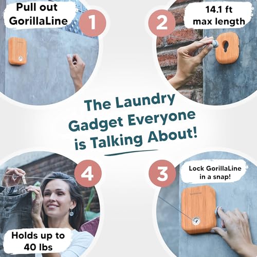 Indoor Outdoor Retractable Clothesline - Wood Color by GorillaLine - color: Wood Look