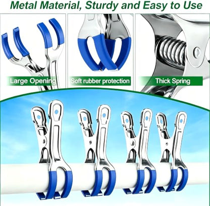 Heavy Duty Metal Beach Towel Clips, 4.33 Inch, 10 Pack Outdoor Clothes Clothespins - color: Blue Clips
