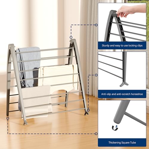 Whitmor Spacemaker Folding Drying Rack, Indoor Clothes Organizer with Patent-Pending Design, Space Saving, 6" L x 26" W x 51.5" H, Grey - color: Gray