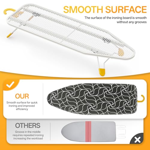 Small Ironing Board Tabletop 38x12”, Metal Mesh Panel, for Dorm Apartment - color: Black