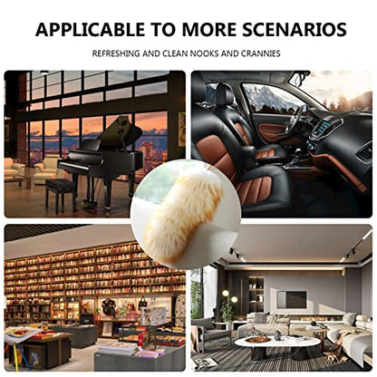 Lambswool Duster 14'' Length Solid Wooden Handle Leather Hang Strap for Cleaning Ceiling Fans Window Blinds Computer Furniture Figurines TV Natural Feather Duster,Pink - color: Pink, size: 14 Inch