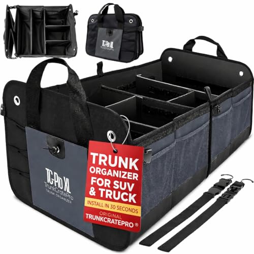 Car Trunk Organizer for SUV, Truck & Auto Cargo Storage, Foldable, Grey, XL - color: Gray, size: ExtraLarge