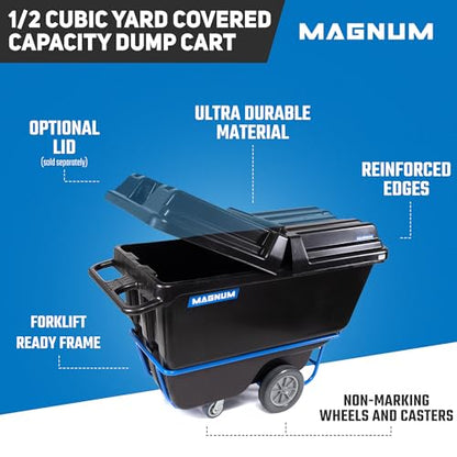 Tilt Truck, 1/2 Cu. Yd. Capacity Dump Cart with Non-Marking 12” Wheels & 5” Casters & Forklift-able Frame for Jobsites, 850 lbs, Trash Cart with Wheels DUC12T-F-NM-02PK (2-Pack) - size: Non-Marking Wheels, style: Forklift Frame