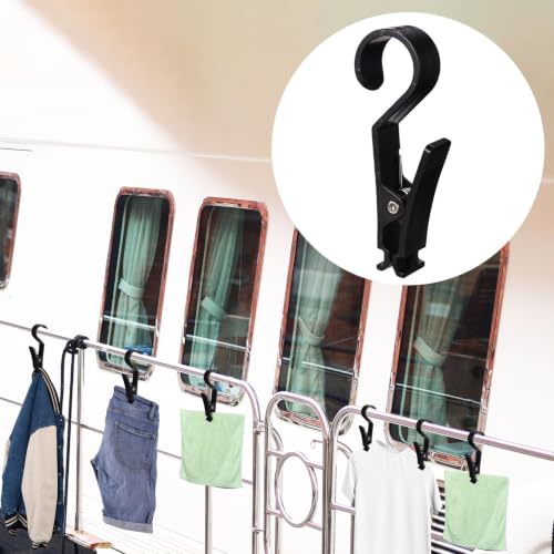 10pcs Boat Rail Towel Clips, Large Storm Proof Lockable Clothespin Boat Towel Organizer for Pontoon Marine Beach Pool Cruise Camping (Black)