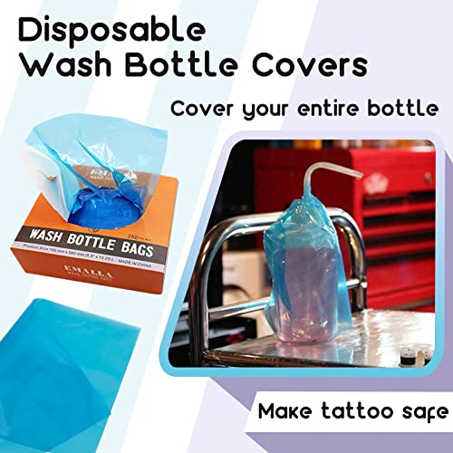 Tattoo Wash Bottle Bags, Usiriy 250pcs Wash Bottle Covers Sleeves - color: Blue Bottle Bags
