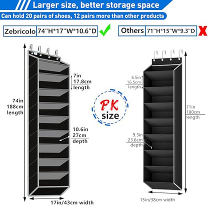 10 Tiers Shoe Organizer for Closet, 20 to 30 Pairs Shoe Rack Door - color: Grey