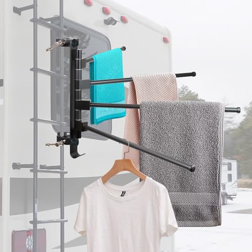 RV Clothes Drying Rack, 4 Arms 15.3" Aluminum for Ladder/Camper/Boat - size: 15.3 in without Clips