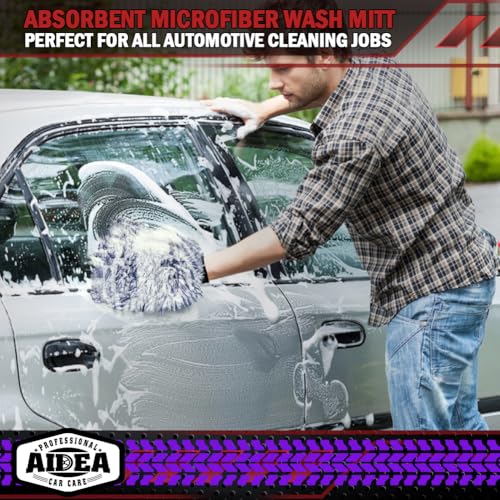 AIDEA Car Wash Mitt Microfiber, 1PK Wheel Cleaner Mitts, 7.12''X10.14'' - color: Dark Blue, size: 1PK-7.12''X10.14''