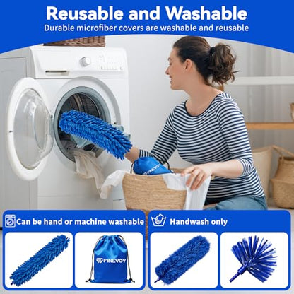 Duster with Extension Pole, 5 in 1 Cleaning Kit with Microfiber Dusters - size: 5 in 1