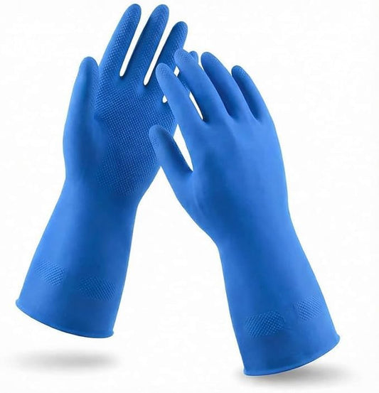 LADWA 1 Pairs Non-Slip Household Cleaning Reusable Dishwashing Gloves for Kitchen Washing Dishes Bathroom Gardening & Home Tasks Flexible Long-lasting & Waterproof Gloves Perfect for Woman Men (Blue) - color: Blue, size: Pack of 1