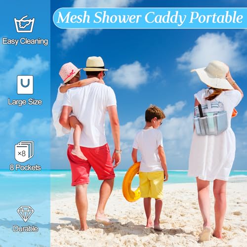 Hillban 4 Pcs Portable Mesh Shower Caddy, White - color: White