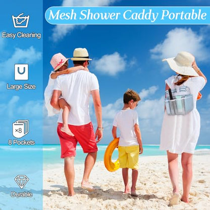 Hillban 4 Pcs Portable Mesh Shower Caddy, White - color: White