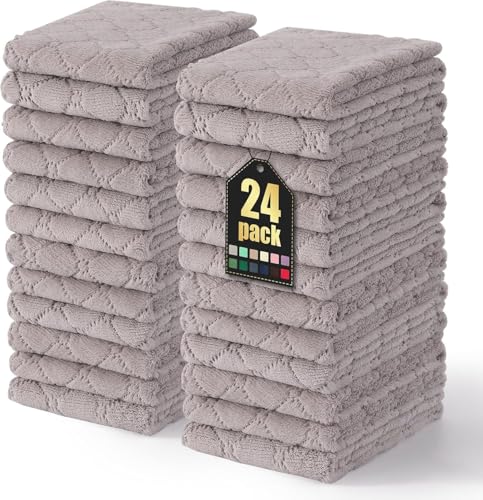 Homaxy 24 Pack Super Soft Absorbent Dish Towels, 10" x 20", Grey - color: Grey, size: 10 x 20 inch-24 pack