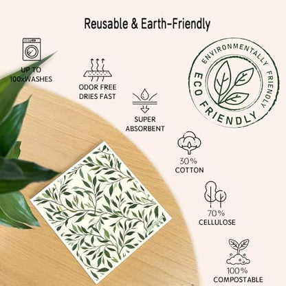 Swedish Dishcloths for Kitchen 6 Pack, Reusable Paper Towels Super Absorbent, Biodegradable Quick Drying Washable Dish Cloths Dishwasher Safe, Perfect as Hostess or Housewarming Gifts (Plants) - color: Plants Theme
