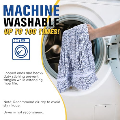 Matthew Cleaning Rayon Finish Mop Head Replacement, Commercial Mops for Floor Cleaning and Finishing, 4-Ply Premium Synthetic Yarn for Optimal Absorbency and Release, 16 oz Medium, Case Pack 12 Pcs - size: Case Pack-Medium