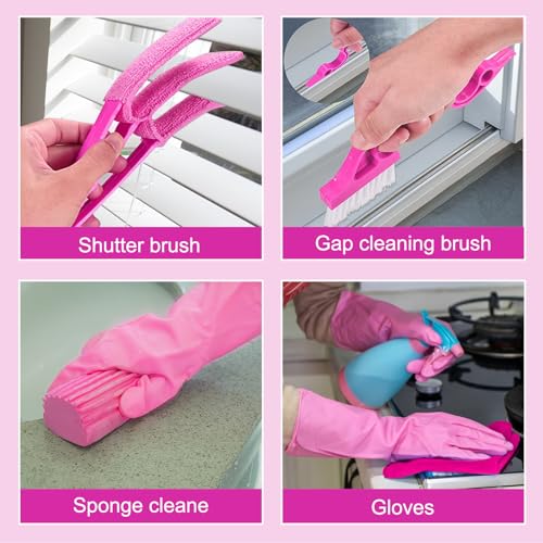 CALBEAU Pink Ceiling Fan Cleaner Duster, Ceiling Fan Duster Kit, 13PCS - color: Pink