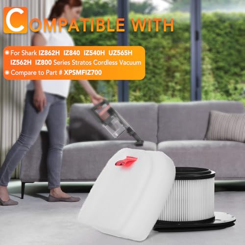 UZ565H Filters Repalacement for Shark Pro Cordless Stratos Vacuum IZ862H IZ562H IZ540H IZ840H IZ800 UZ865H, Compare to Part XPSMFIZ700 & XFFKIZ700 - size: 1 HEPA + 3 Foam + 3 Felt Filters
