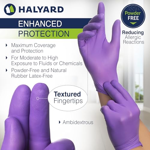 HALYARD PURPLE NITRILE Gloves Powder Free Disposable Medical Exam Gloves Dental Chemo Protection 5.9 mil 9.5 In - size: Large (Pack of 1000)