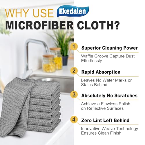 Ekedalen Microfiber Cleaning Cloth Lint Free Glass Polish, Grey - color: Grey
