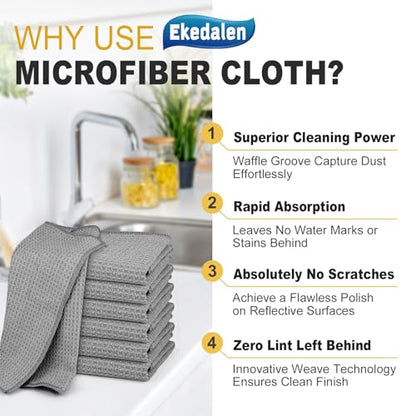 Ekedalen Microfiber Cleaning Cloth Lint Free Glass Polish, Grey - color: Grey