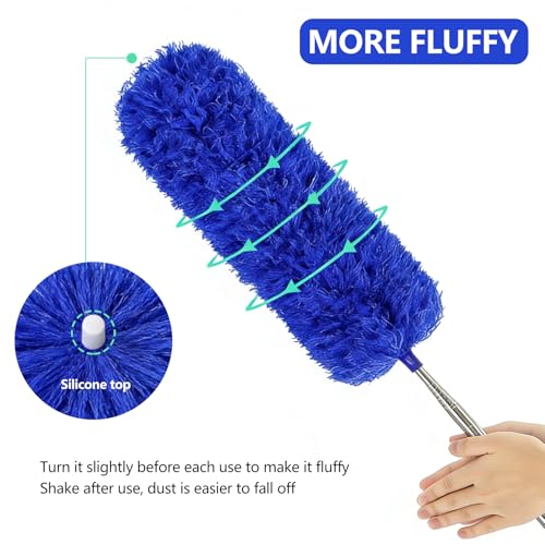 SetSail Dusters and Cobweb Duster with Extension Pole for Cleaning, Blue - color: Blue, size: Cobweb Brush&Duster